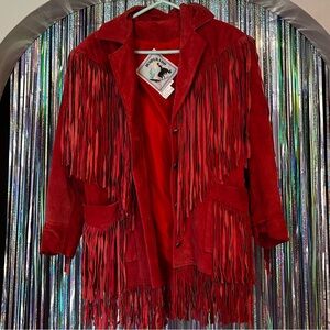 Vintage Red Fringe Desperado Western Cowboy Jacket